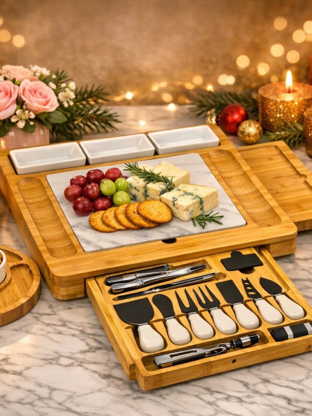 Charcuterie Bamboo Cheese Board Set - Bonus Bottle opener - NWT - Picture 7 of 13